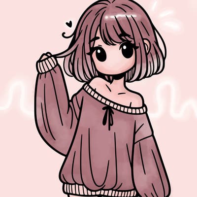 girl in baggy sweater hanging off her shoulder