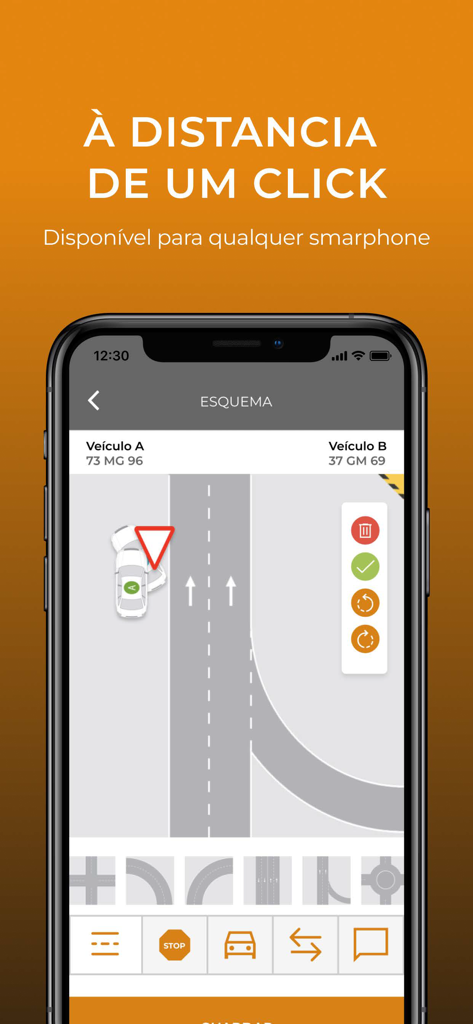 e-SEGURNET - e-SEGURNET mobile app screen showing a digital car accident diagram tool
