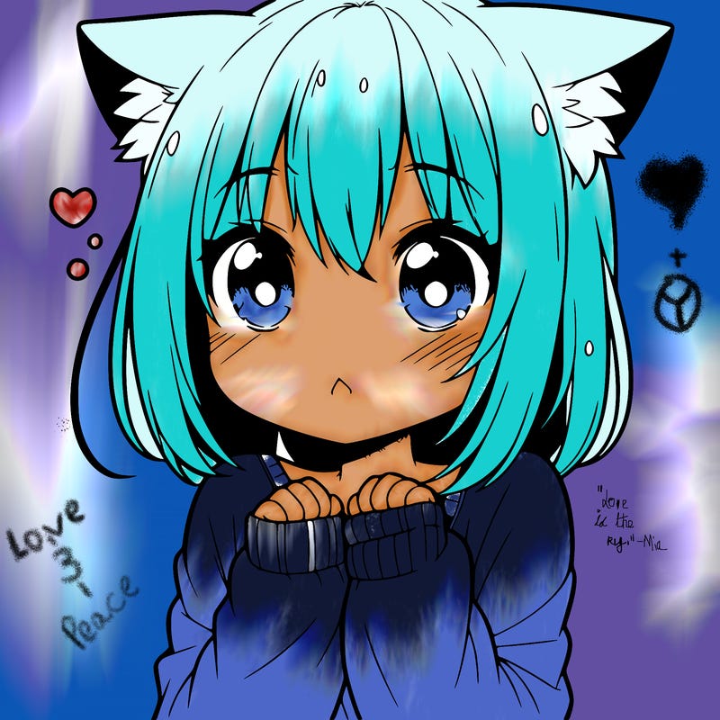 shy anime catgirl