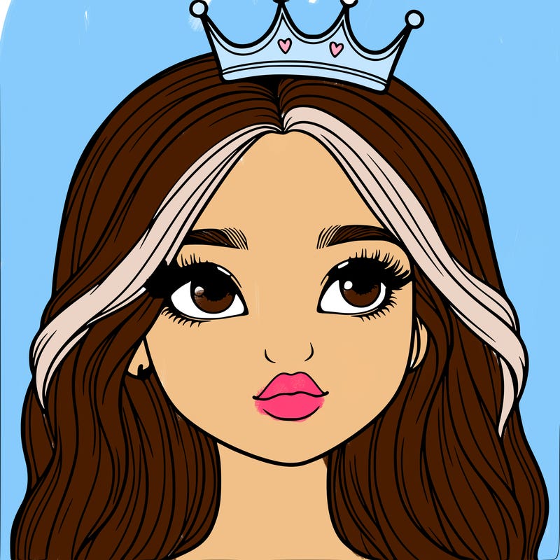 a realistic girl with a crown on