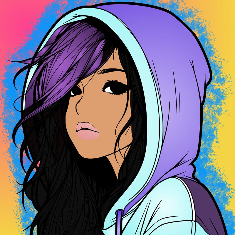 realistic girl with hoodie on
