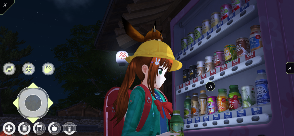 Anime City - An anime girl standing in front of a Japanese vending machine at night in Anime City