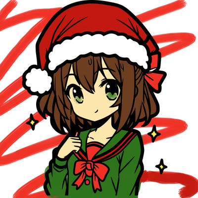 anime girl wearing a santa hat