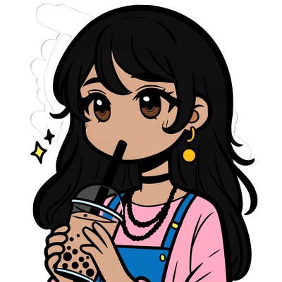 teenage girl drinking boba