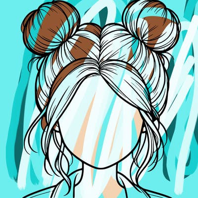 realistic girl with buns on the top of her hair