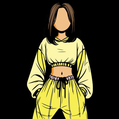 realistic girl faceless with baggy pants and a crop top