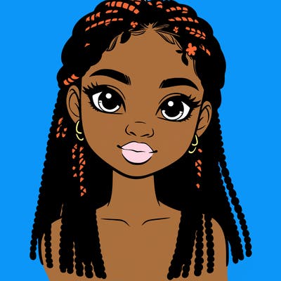 a realistic black girl with braids