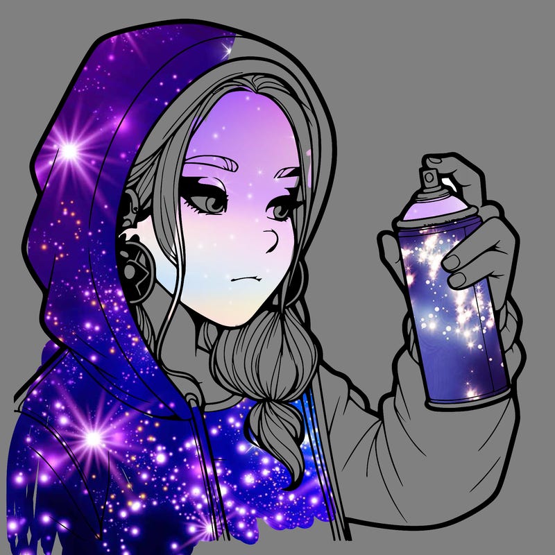 a realistic girl, spray painting