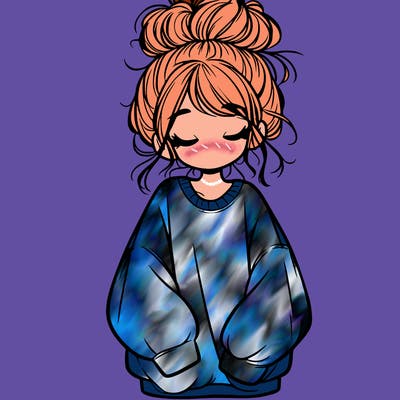 girl with baggy sweatshirt and messy bun