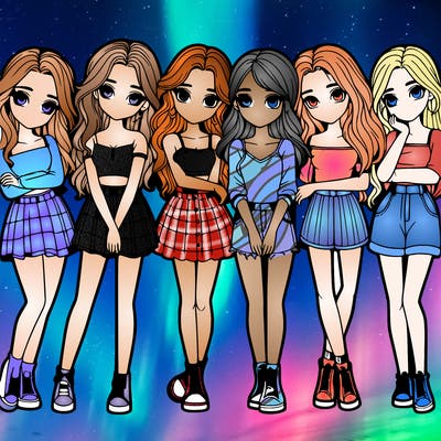 a group of girls realistic
