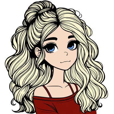 realistic girl with a half up half down hairstyle