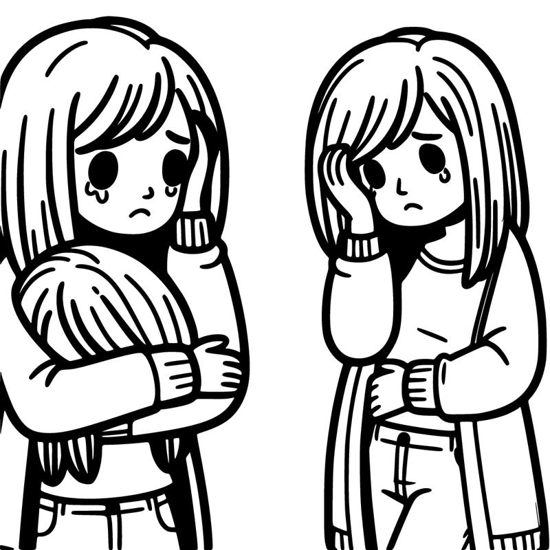 depressed female holding herself