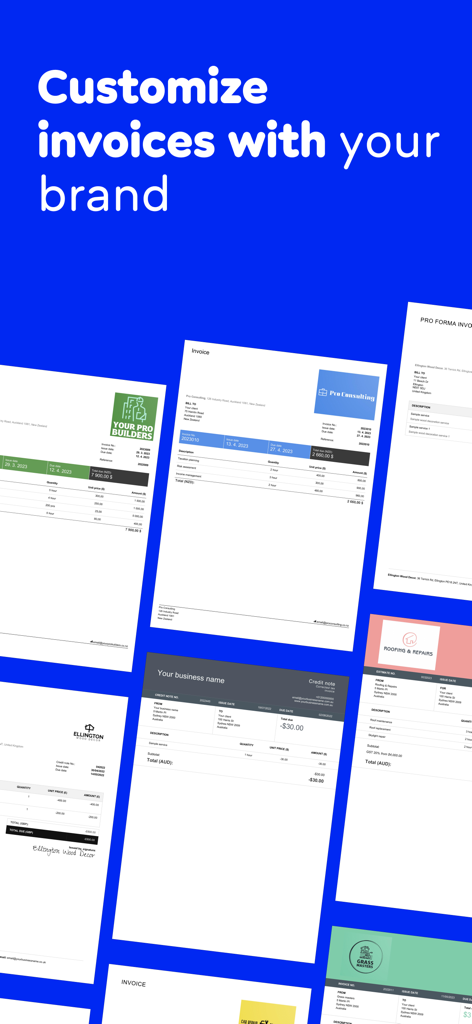 A collection of professional and branded invoice templates for small business owners.