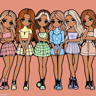 a group of girls realistic