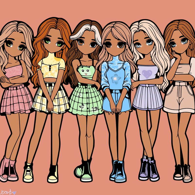 a group of girls realistic