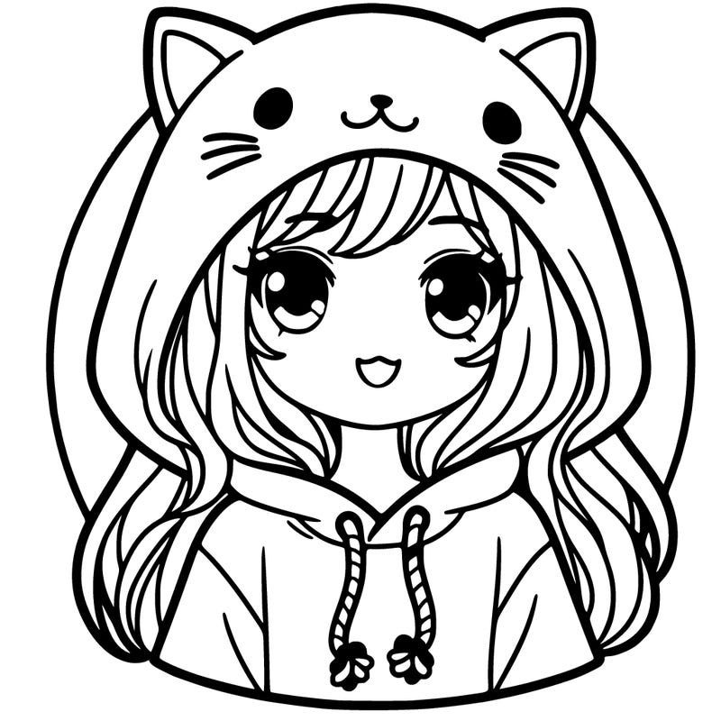 girl with cat hoodie
