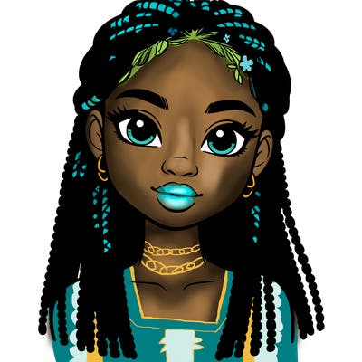 a realistic black girl with braids