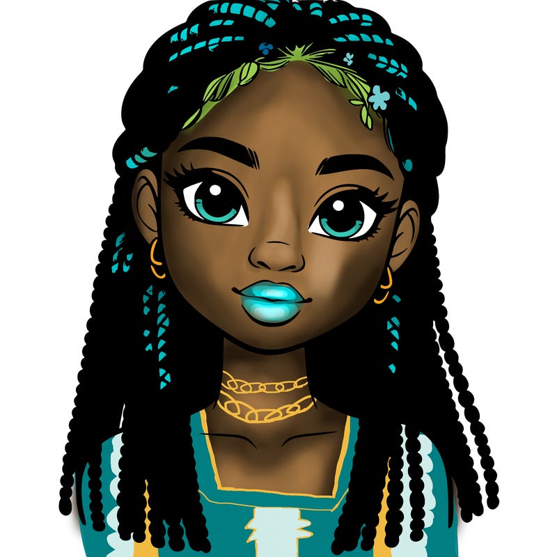a realistic black girl with braids