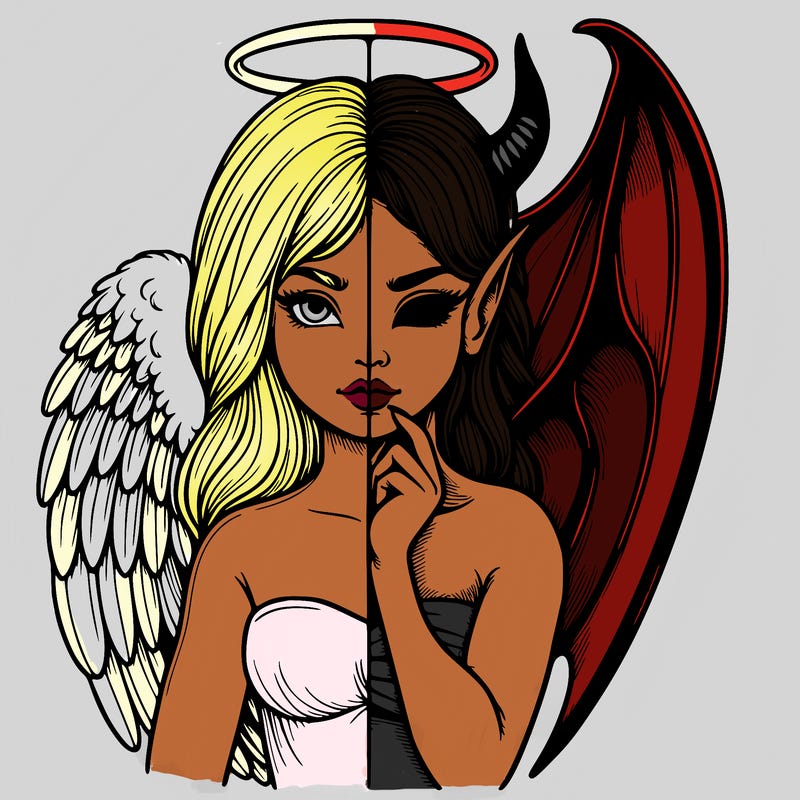 realistic angel half demon