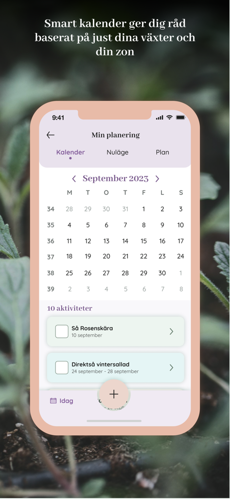 Oh Garden mobile App, die einen intelligenten Gartenkalender mit monatlicher Planung und Pflanzaufgaben anzeigt
