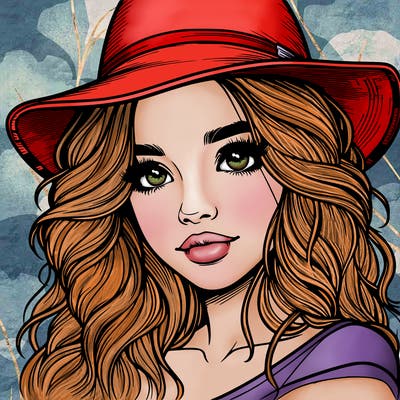 realistic girl with hat