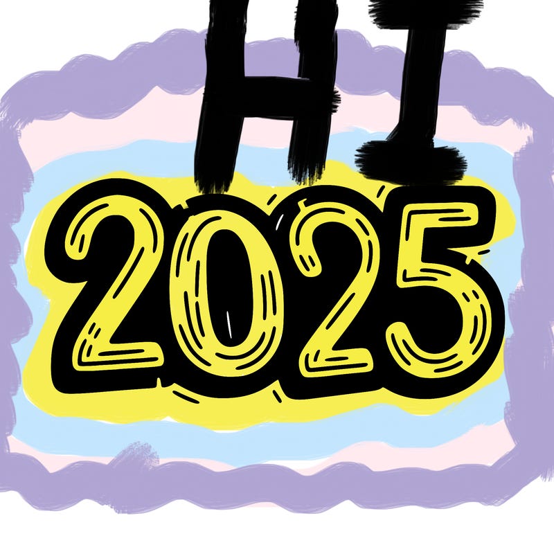 one line scrawled numbers sketch design “2025”