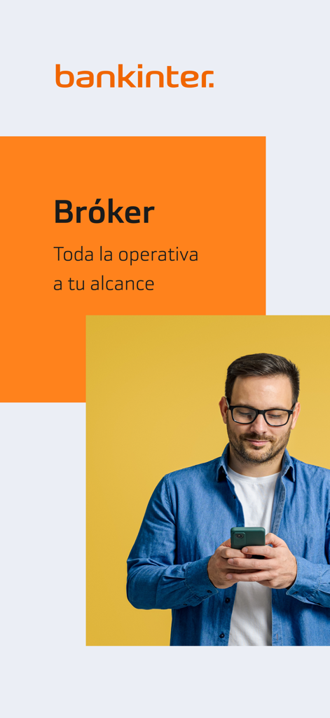 Professional man using the Broker Bankinter mobile trading app
