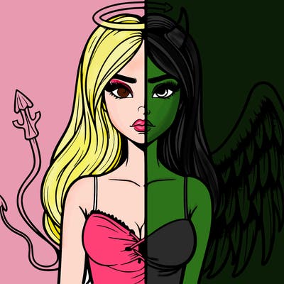 devil vs angel realistic girl