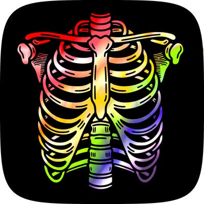 rib cage, black background