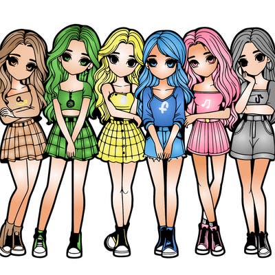 a group of girls realistic