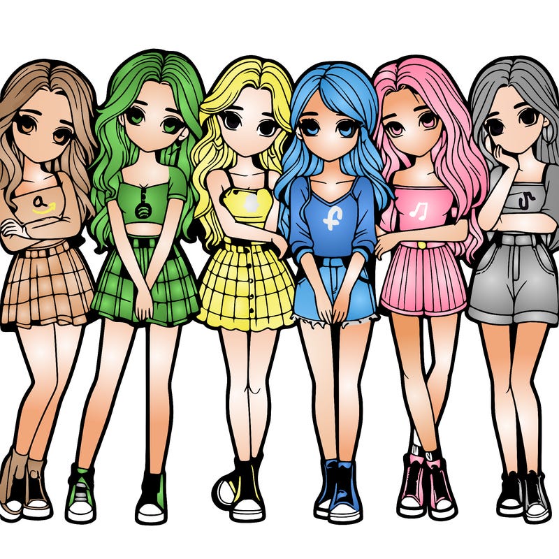 a group of girls realistic