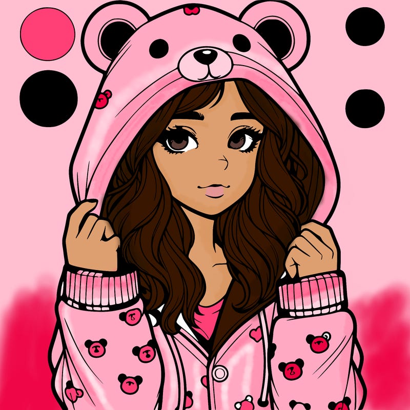 realistic girl in a animal pjs hoodie
