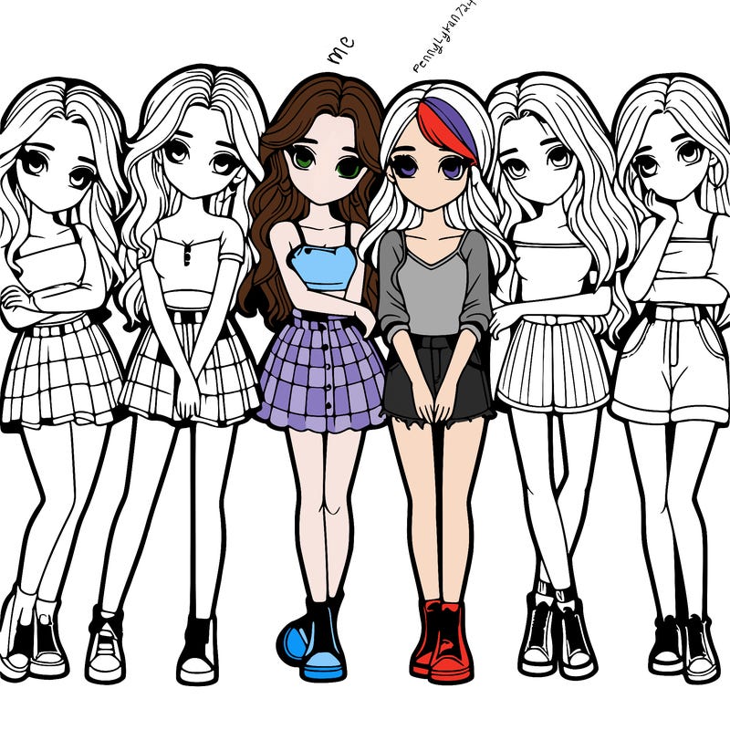 a group of girls realistic