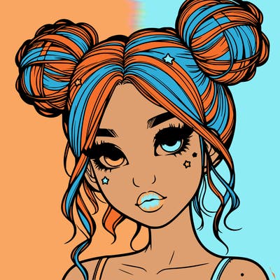 realistic girl with space buns