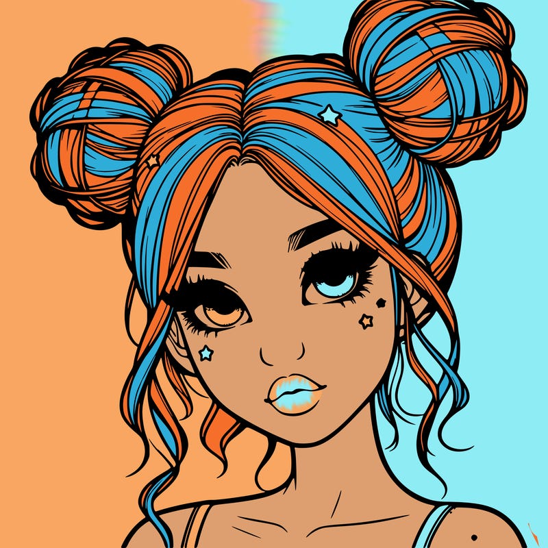 realistic girl with space buns