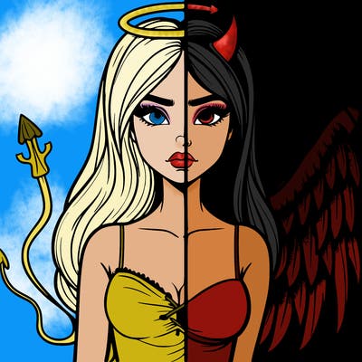 devil vs angel realistic girl