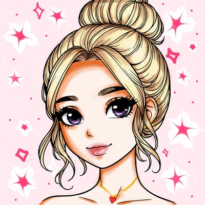realistic pretty girl with hair in bun