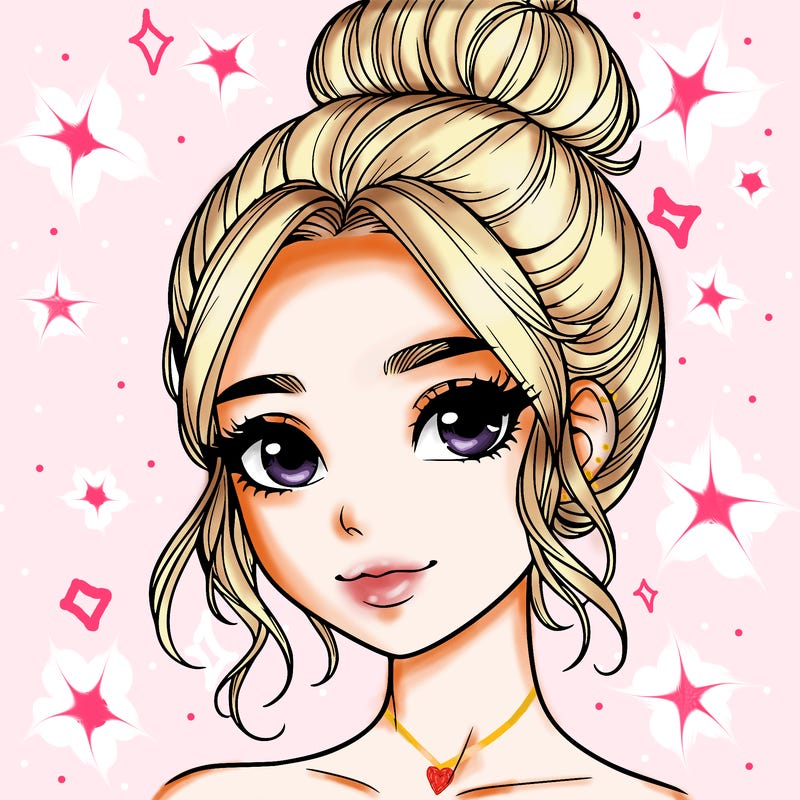 realistic pretty girl with hair in bun