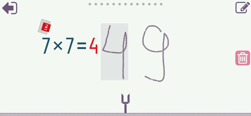 Times Tables 10x10 - Handwriting the answer for a multiplication problem in the Times Tables 10x10 app
