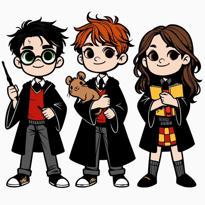 harry potter, hermione granger and ron weasley