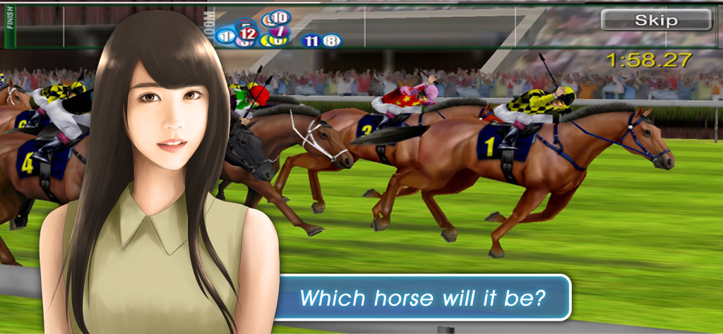 iHorse™ Betting app - Una simulación de carrera de caballos en 3D en la app iHorse Betting con caballos compitiendo en una pista