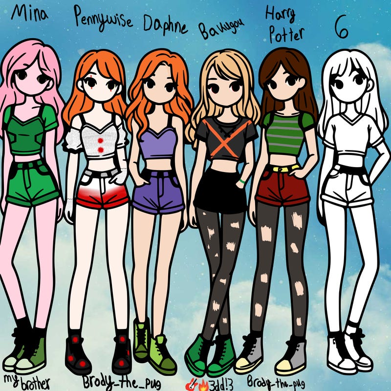 a group of girls wearing crop tops and shorts