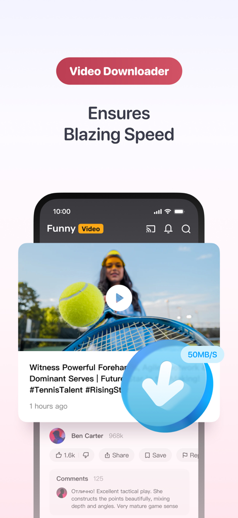 Interfaz del descargador de vídeos de alta velocidad en el navegador Quetta
