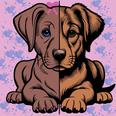 realistic dog split picture