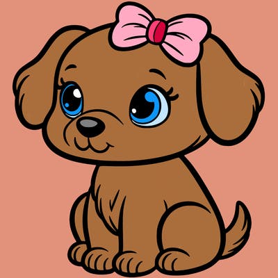 a puppy with a bow