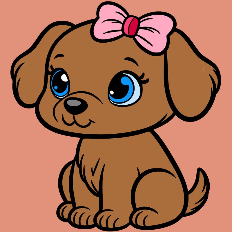 a puppy with a bow