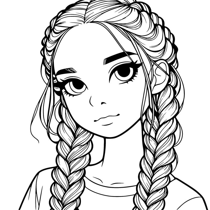 realistic girl with braids