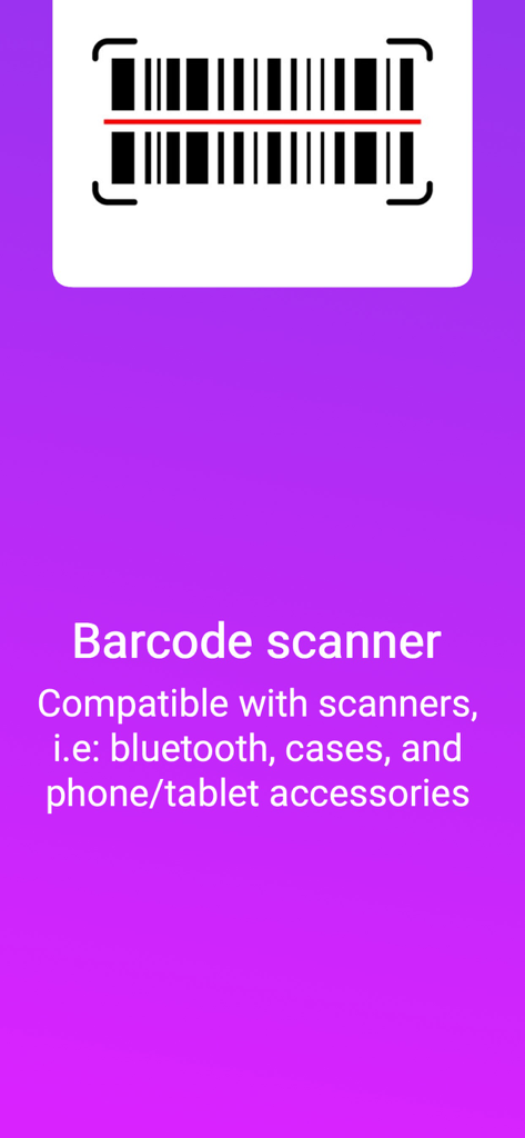 inSitu Inventory - Barcode-Scanner-Funktion, die Kompatibilität mit Bluetooth und Hardware-Zubehör zeigt