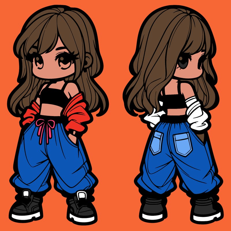 girl in crop top and baggy pants