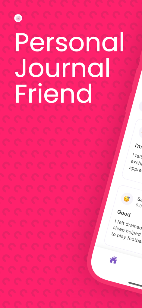 Dear Diary AI - Journal - Dear Diary AI app intro screen featuring the headline Personal Journal Friend on a vibrant pink background